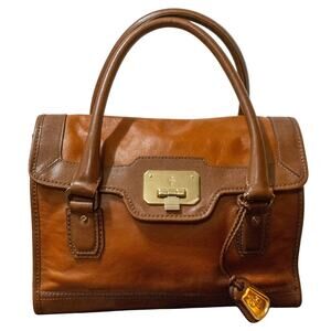 Y2K Vintage COLE HAAN Designer Chestnut Brown Leather Shoulder Bag Handbag Purse